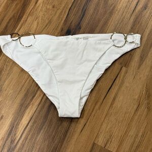 New! Beach Bunny White Bikini Bottom with Gold Accents